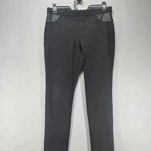DKNY Women's Pull-on Stretch Jeggings/Pants, Black w/front leather detail, Lg